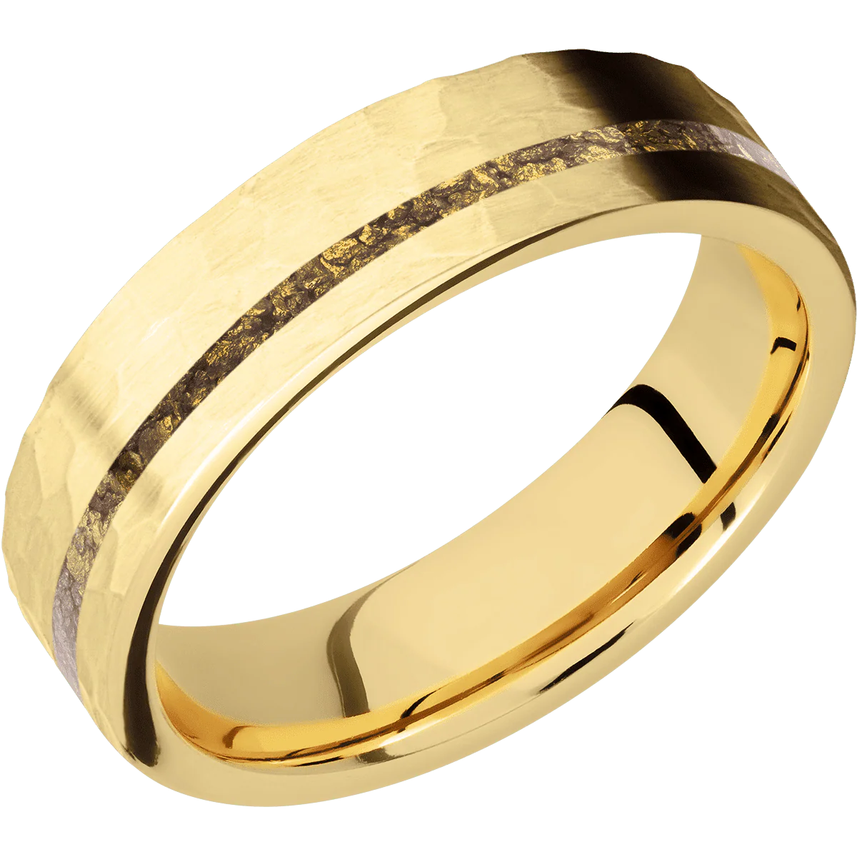 14K Yellow Gold + Hammer , Hammer Finish - Image 2