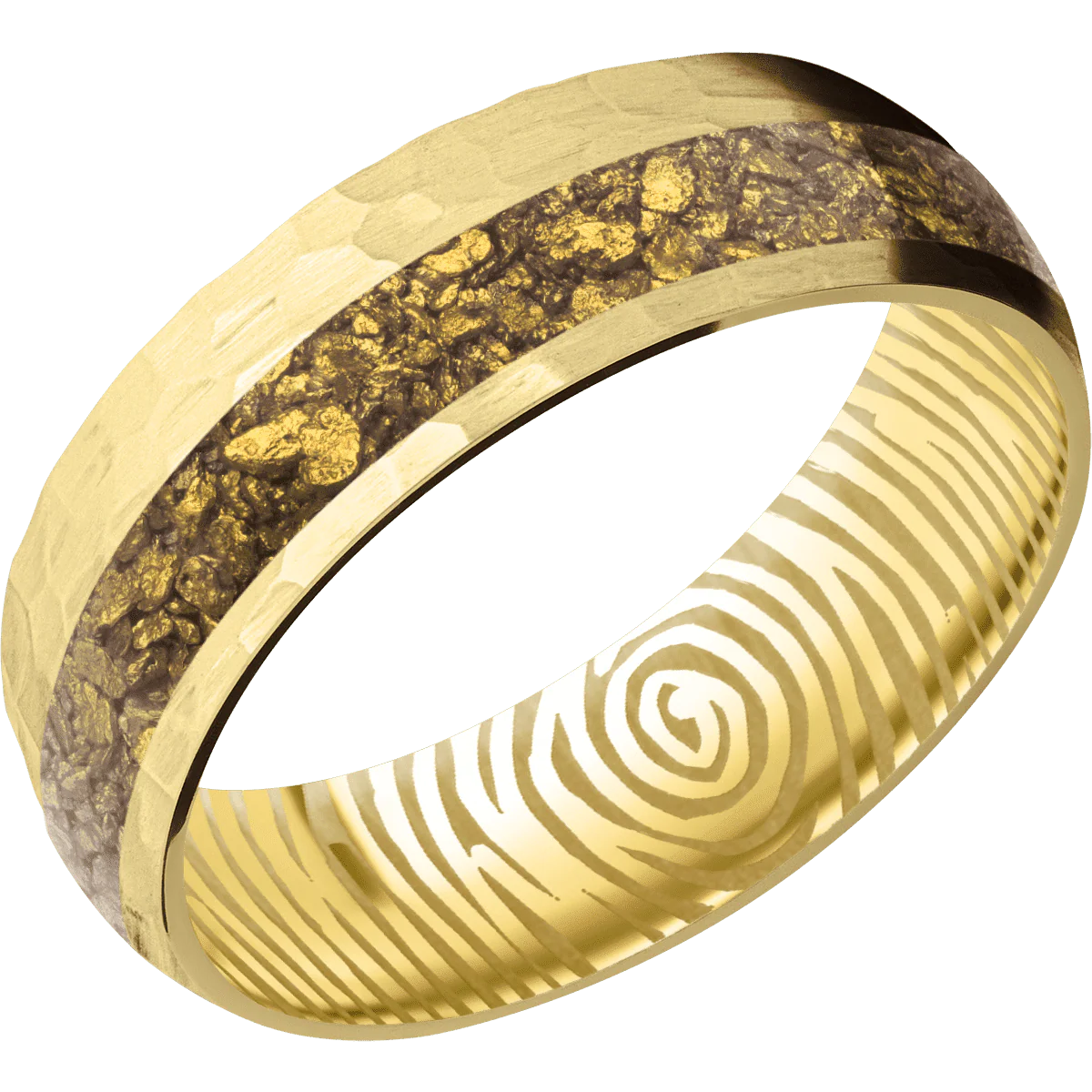 14K Yellow Gold + Hammer , Hammer Finish - Image 2