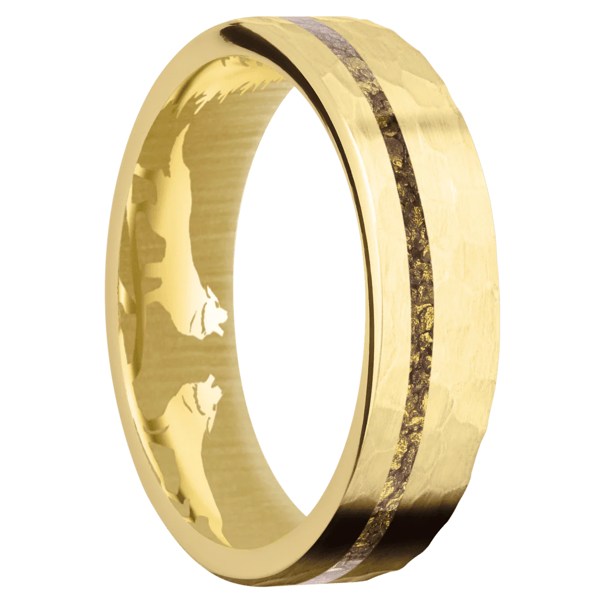14K Yellow Gold + Hammer , Hammer Finish
