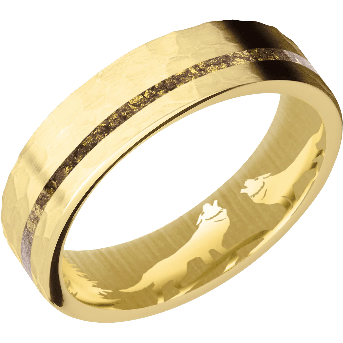14K Yellow Gold + Hammer , Hammer Finish - Image 2
