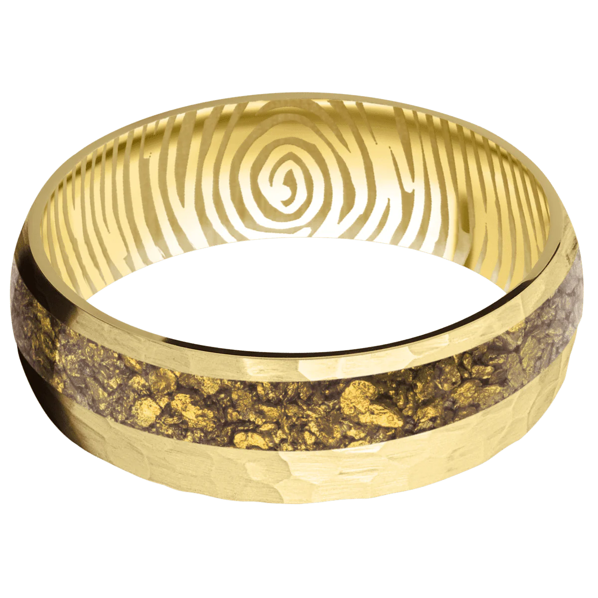 14K Yellow Gold + Hammer , Hammer Finish - Image 3