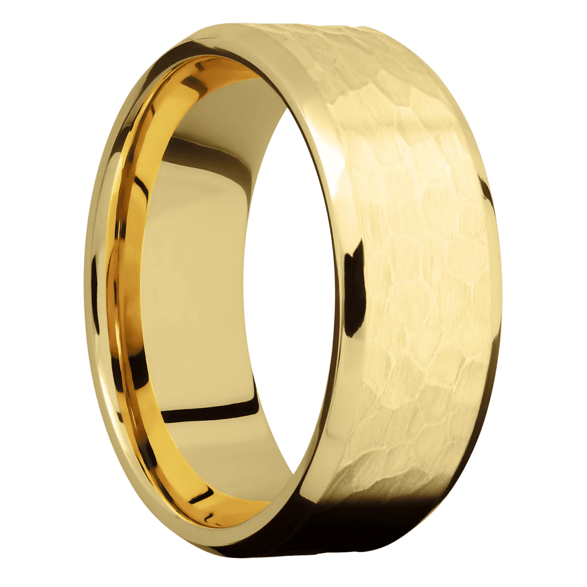 14K Yellow Gold + Hammer , Polish Finish