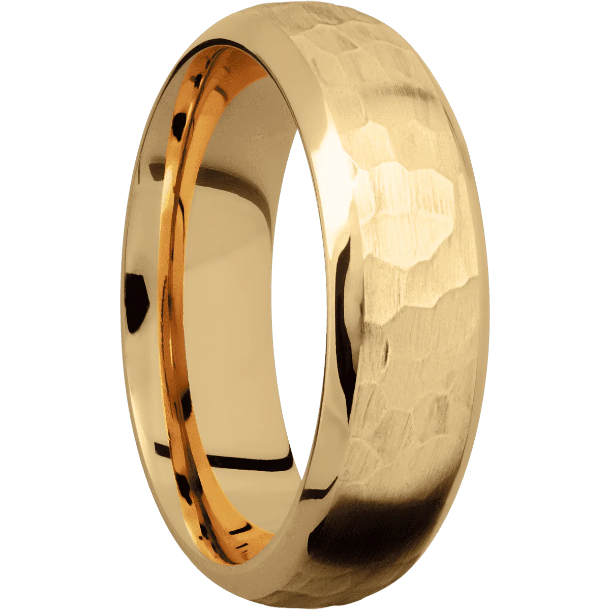 14K Yellow Gold + Hammer , Polish Finish
