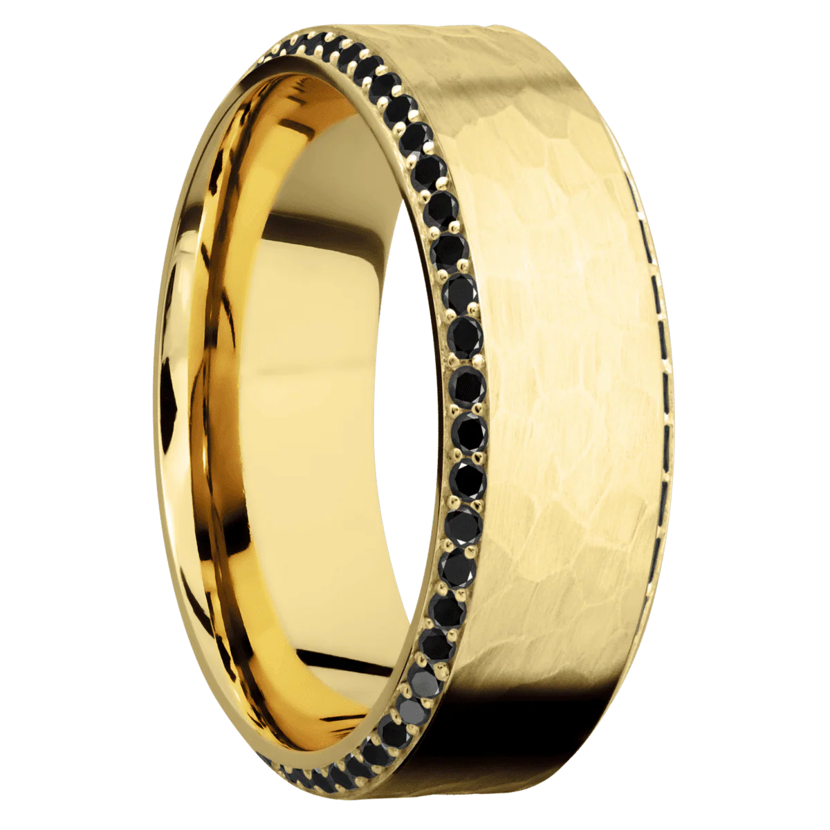 14K Yellow Gold + Hammer , Polish Finish