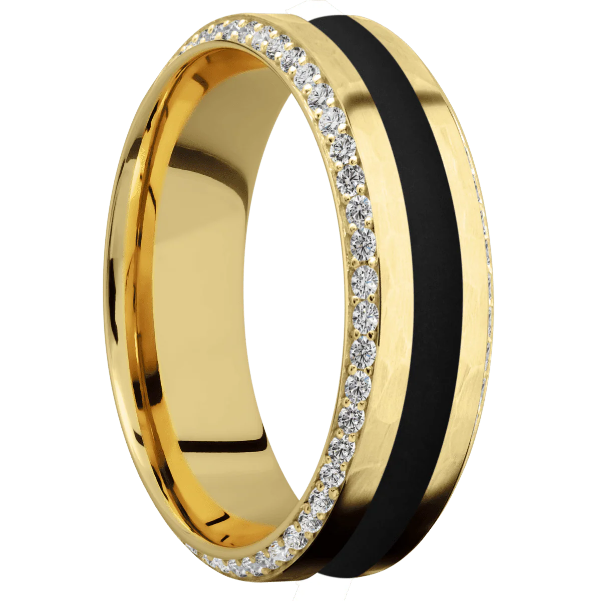 14K Yellow Gold + Hammer , Polish Finish