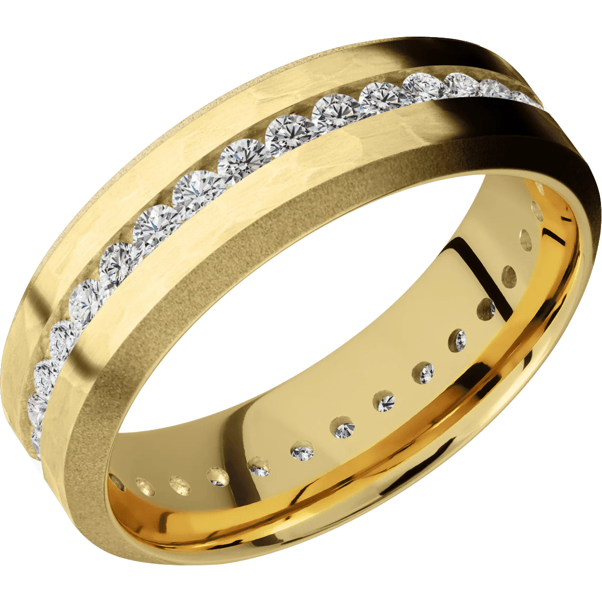 14K Yellow Gold + Hammer , Sand Finish - Image 2