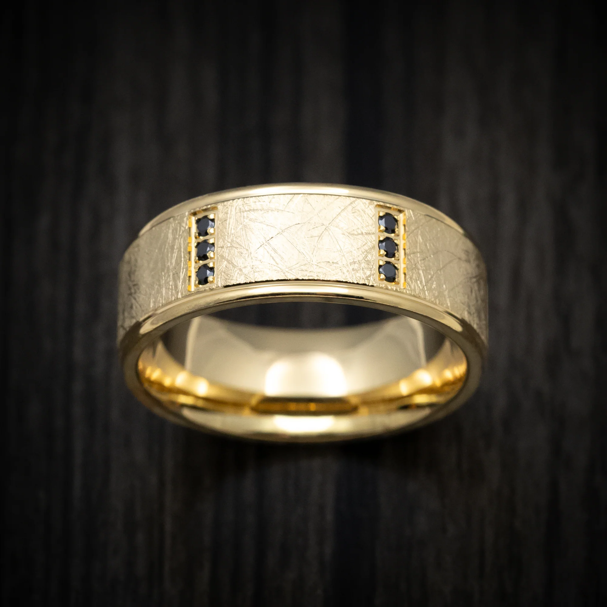 14K Yellow Gold Men's Ring with Black Diamonds - Image 2