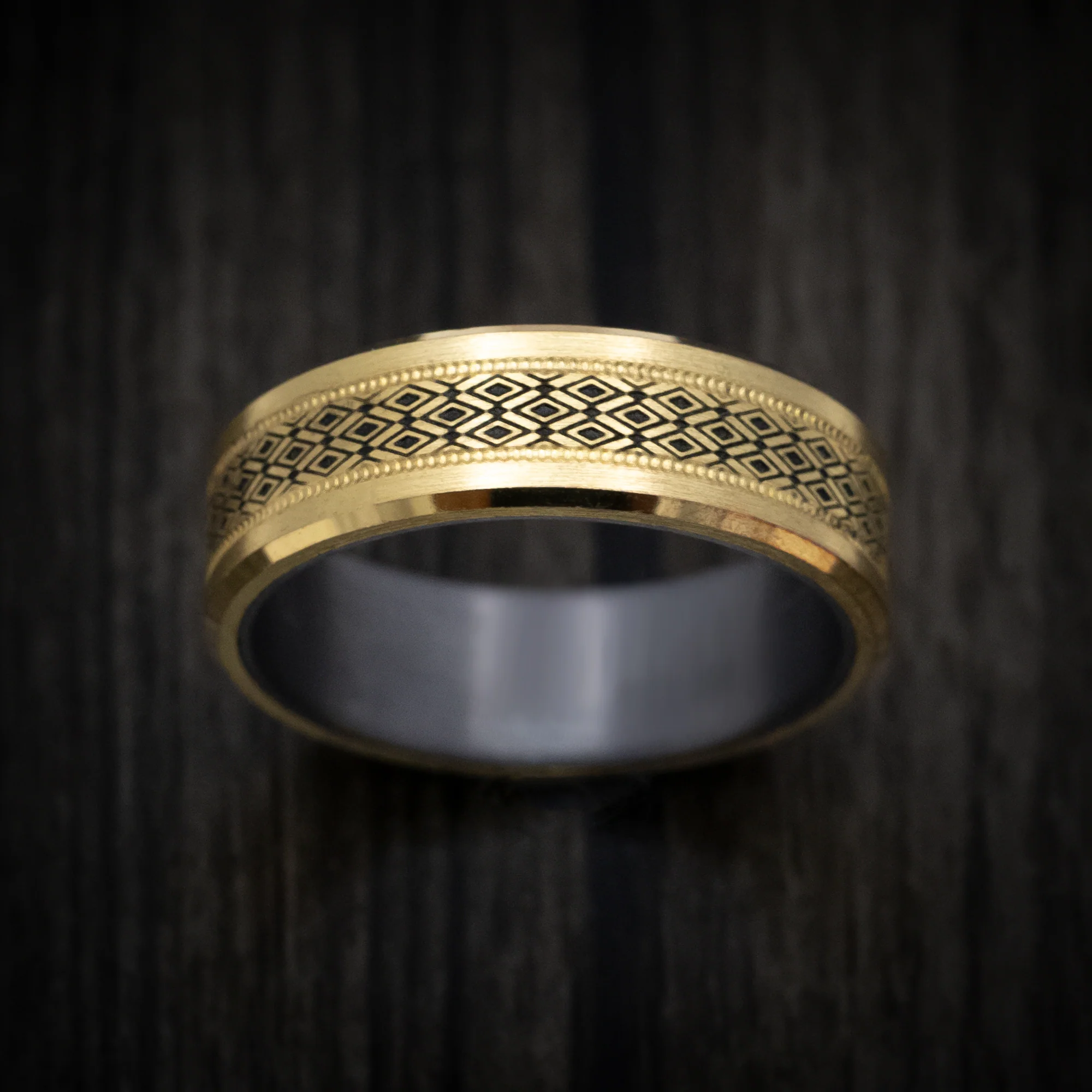 14K Yellow Gold Men's Ring with Tantalum Sleeve - Image 2