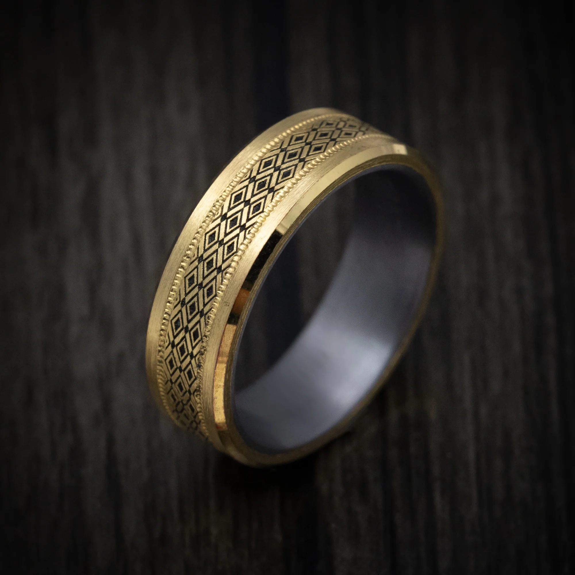 14K Yellow Gold Men's Ring with Tantalum Sleeve - Image 3