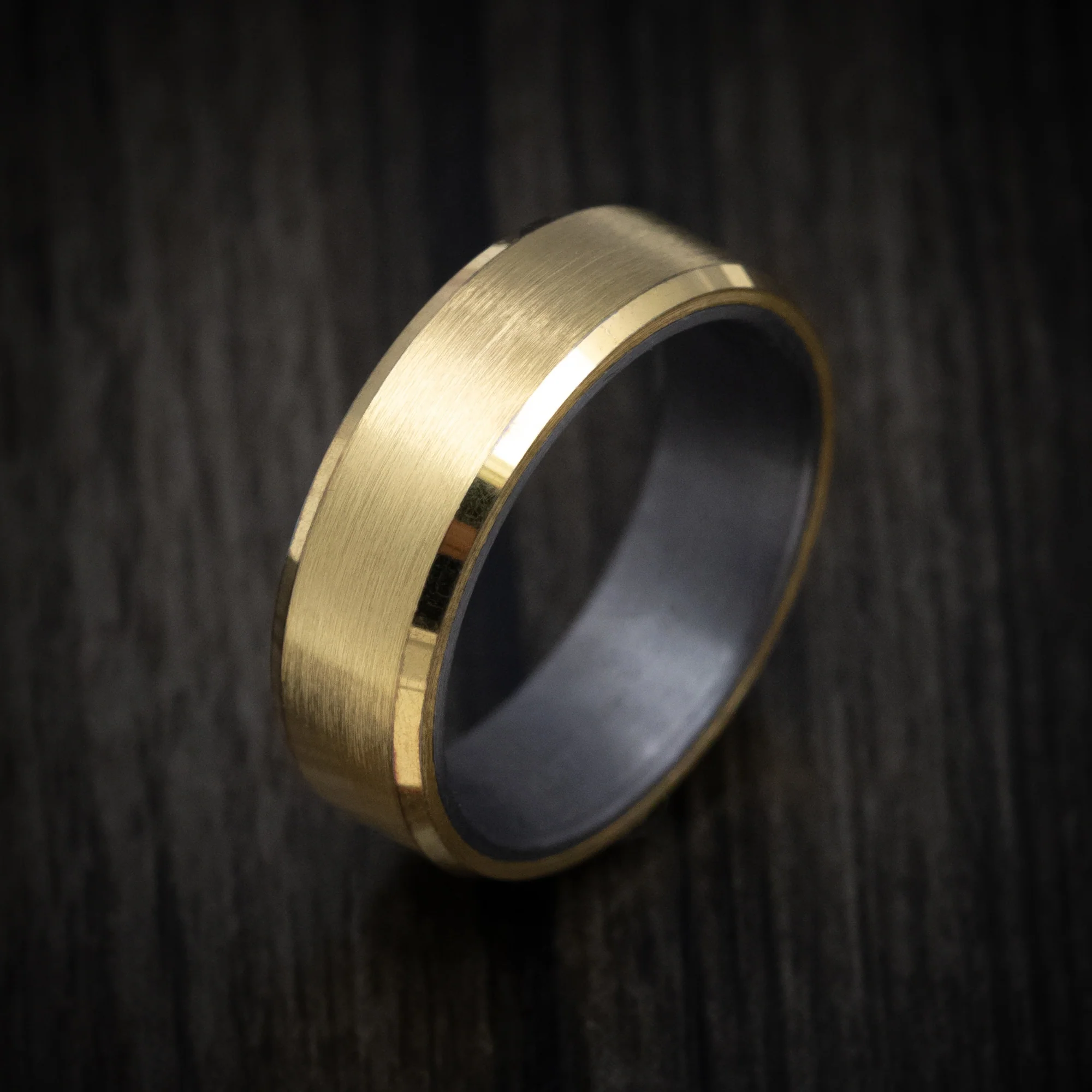 14K Yellow Gold Men's Ring with Tantalum Sleeve - Image 3