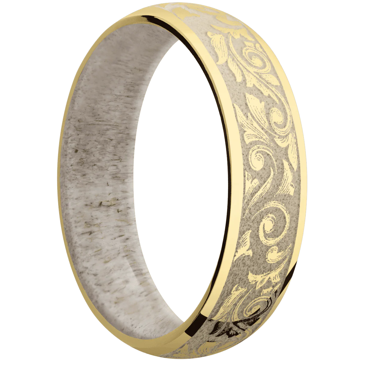 14K Yellow Gold + Polish Finish + Antler