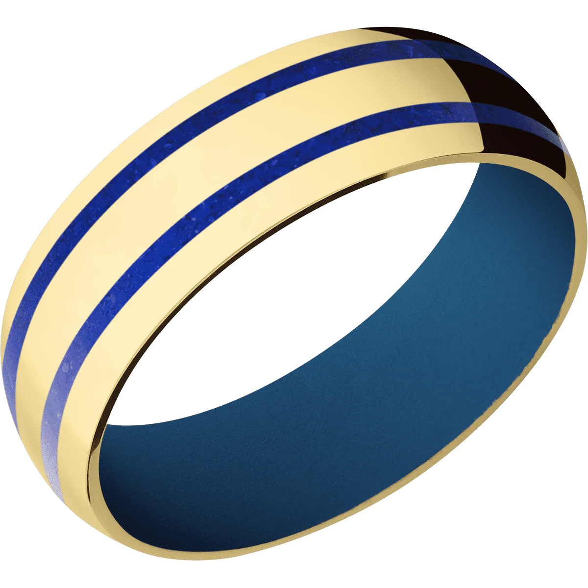 14K Yellow Gold + Polish Finish + Ridgeway Blue - Image 2