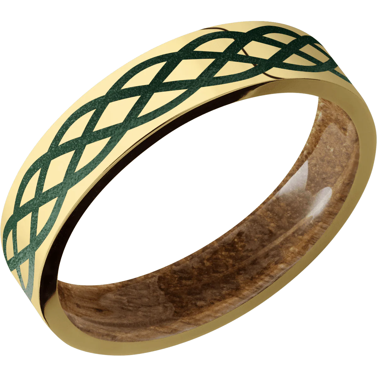 14K Yellow Gold + Polish Finish + Whiskey Barrel - Image 2