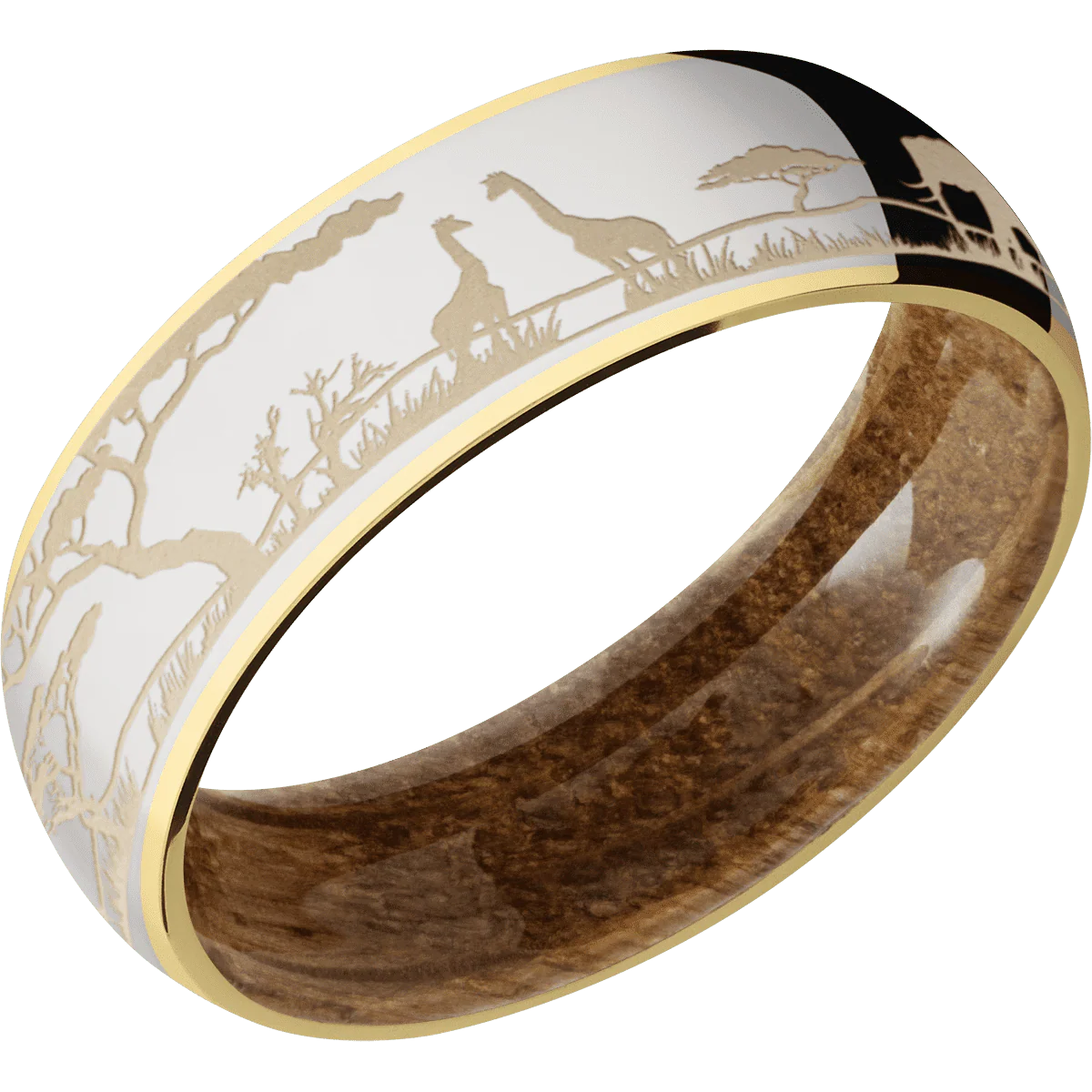 14K Yellow Gold + Polish Finish + Whiskey Barrel - Image 2