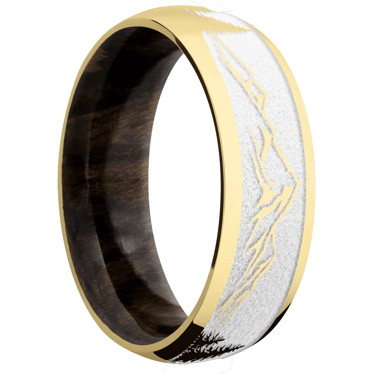 14K Yellow Gold + Polish Finish + Ziricote