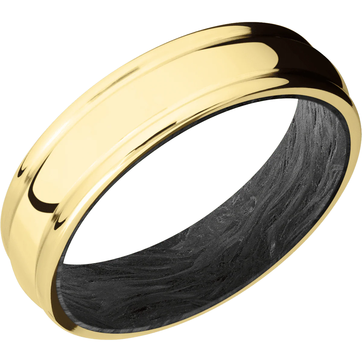 14K Yellow Gold + Polish , Polish Finish + Forged Carbon Fiber - Image 2