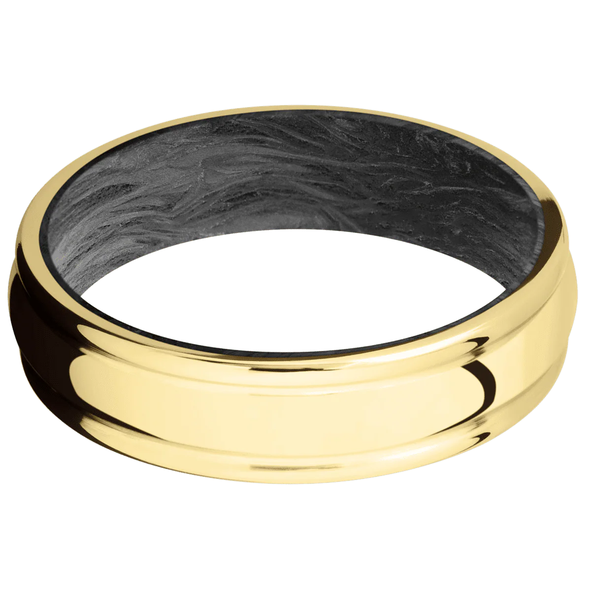 14K Yellow Gold + Polish , Polish Finish + Forged Carbon Fiber - Image 3