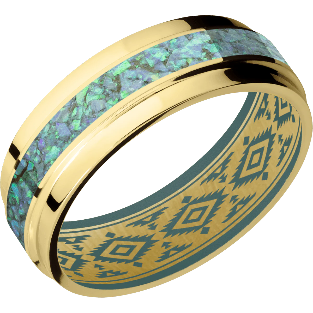 14K Yellow Gold + Polish , Polish Finish + Northern Lights - Image 2