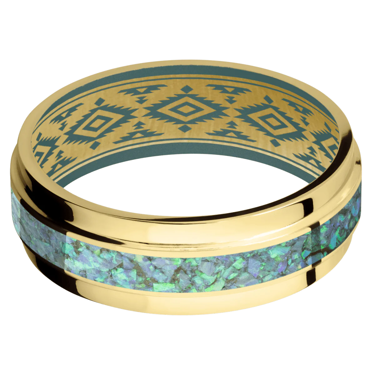 14K Yellow Gold + Polish , Polish Finish + Northern Lights - Image 3