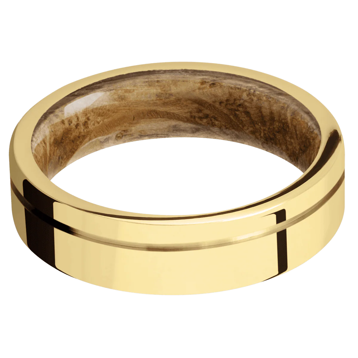 14K Yellow Gold + Polish , Polish Finish + Whiskey Barrel - Image 3