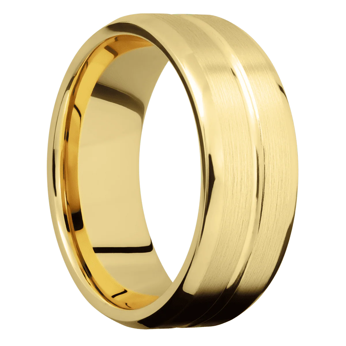 14K Yellow Gold + Polish , Satin Finish