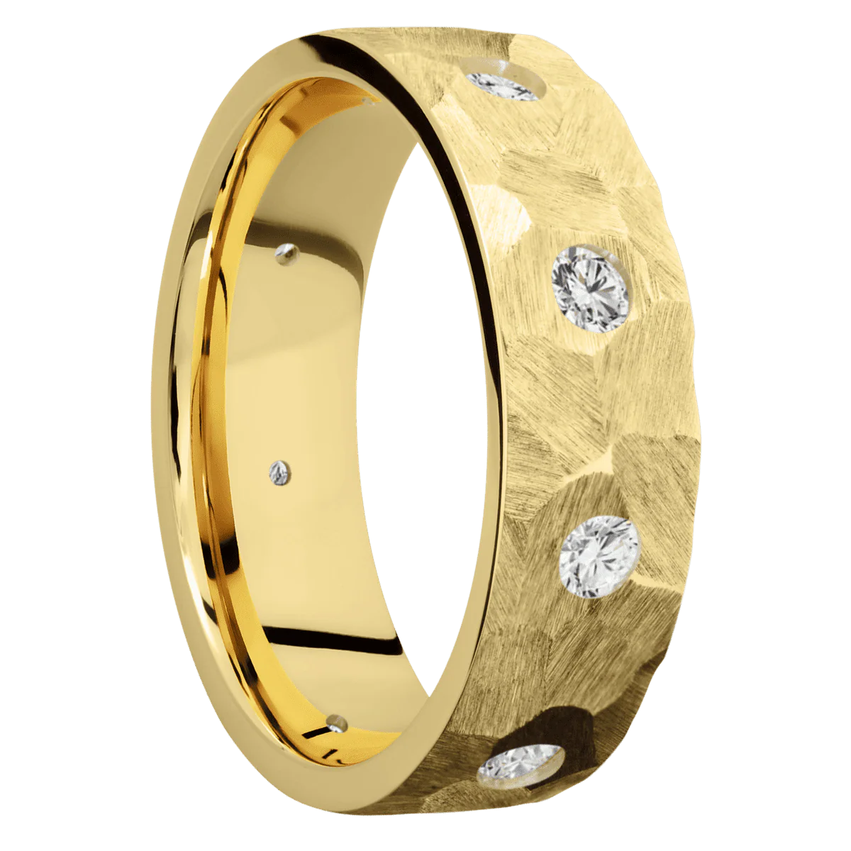 14K Yellow Gold + Rock Finish