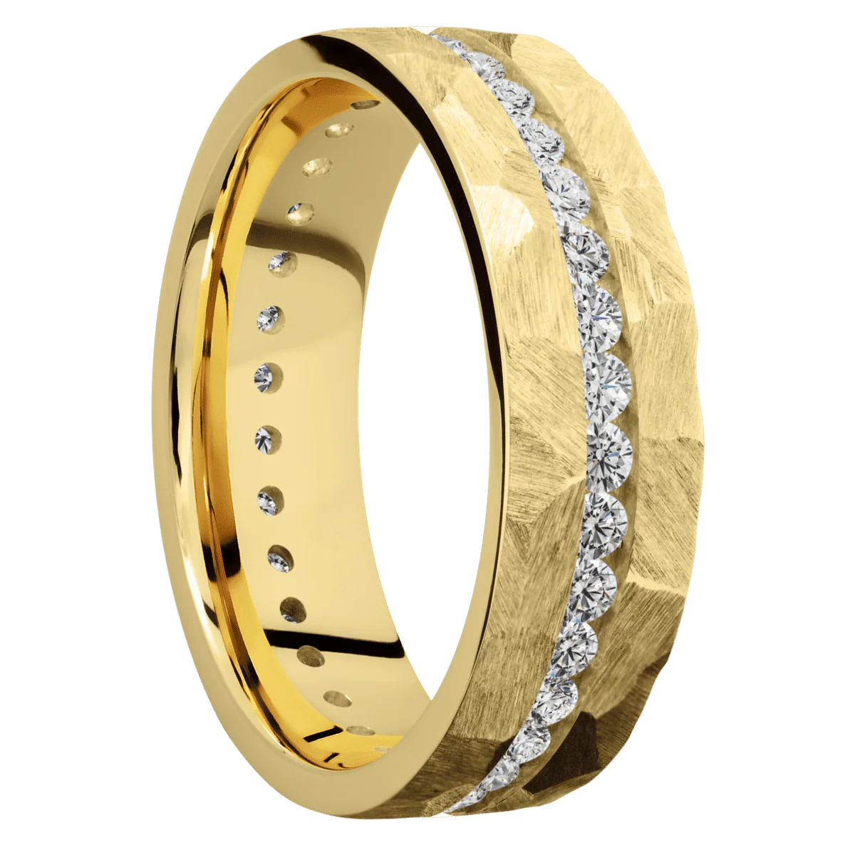 14K Yellow Gold + Rock Finish