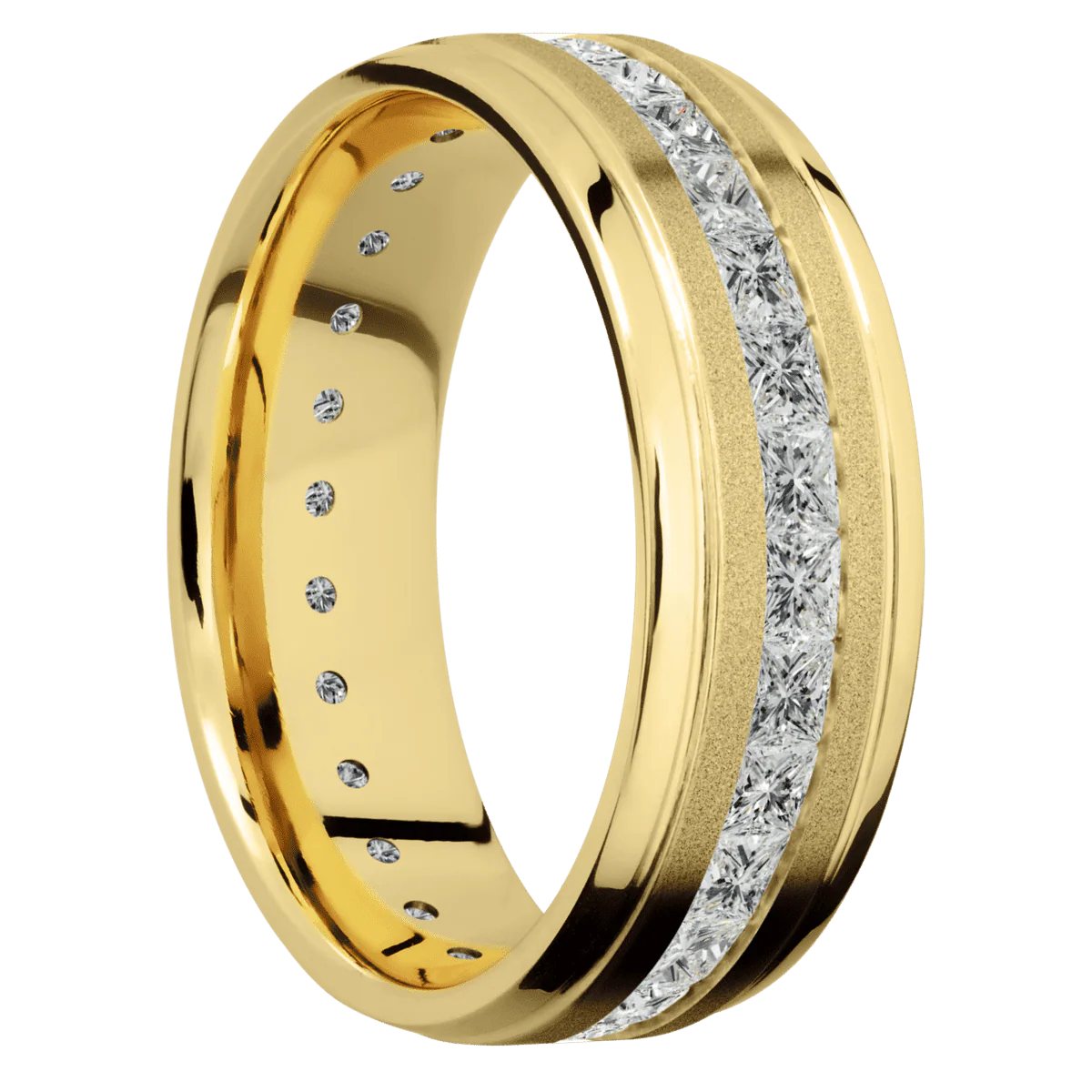 14K Yellow Gold + Sand , Polish Finish
