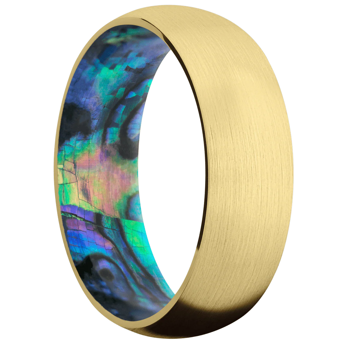 14K Yellow Gold + Satin Finish + Abalone