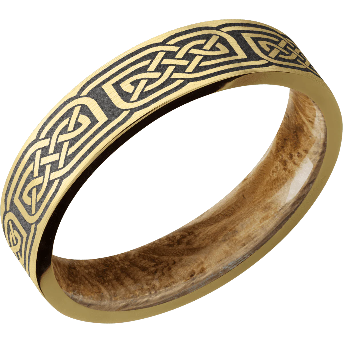 14K Yellow Gold + Satin Finish + Whiskey Barrel - Image 2