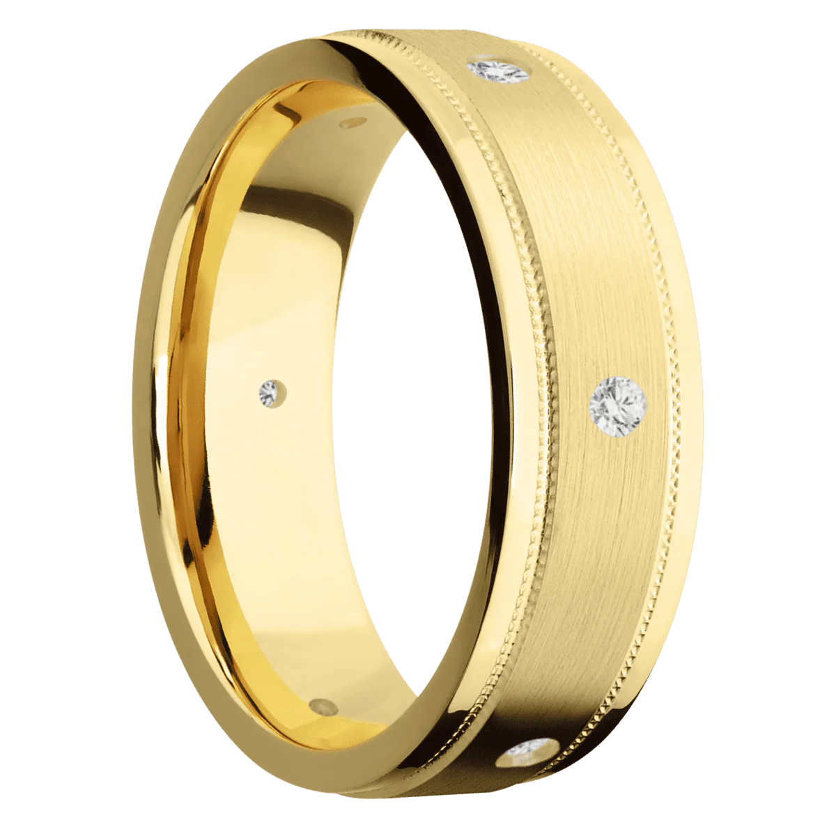 14K Yellow Gold + Satin , Polish Finish