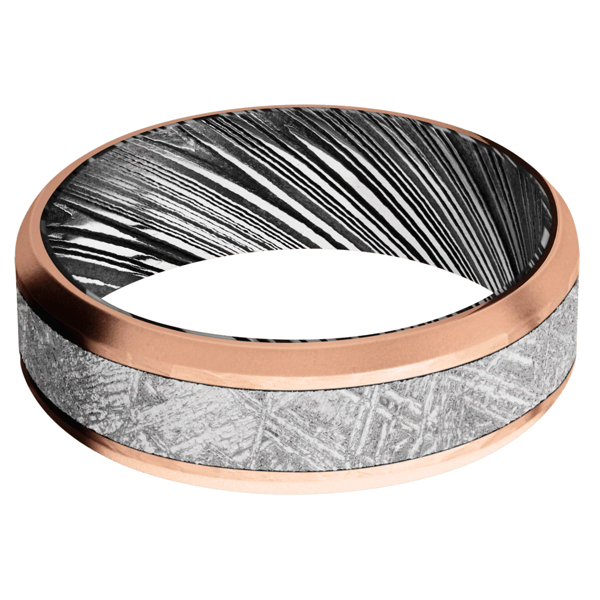 18K Rose Gold + Hammer , Bead Finish + Woodgrain - Image 3