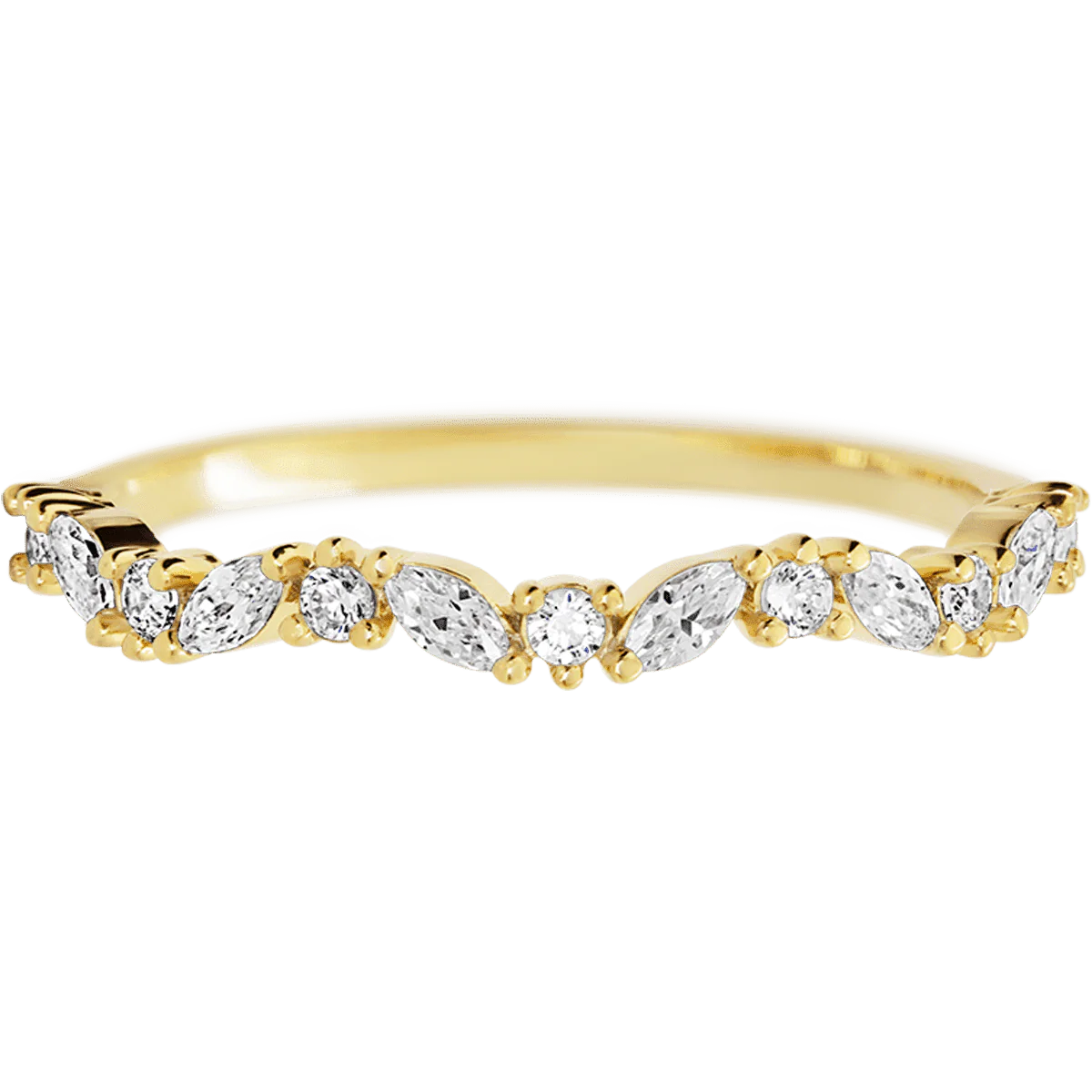 18K Yellow Gold band with 8 Round and 7 Marquise Lab Grown Diamond having TCW-.33 - Image 2