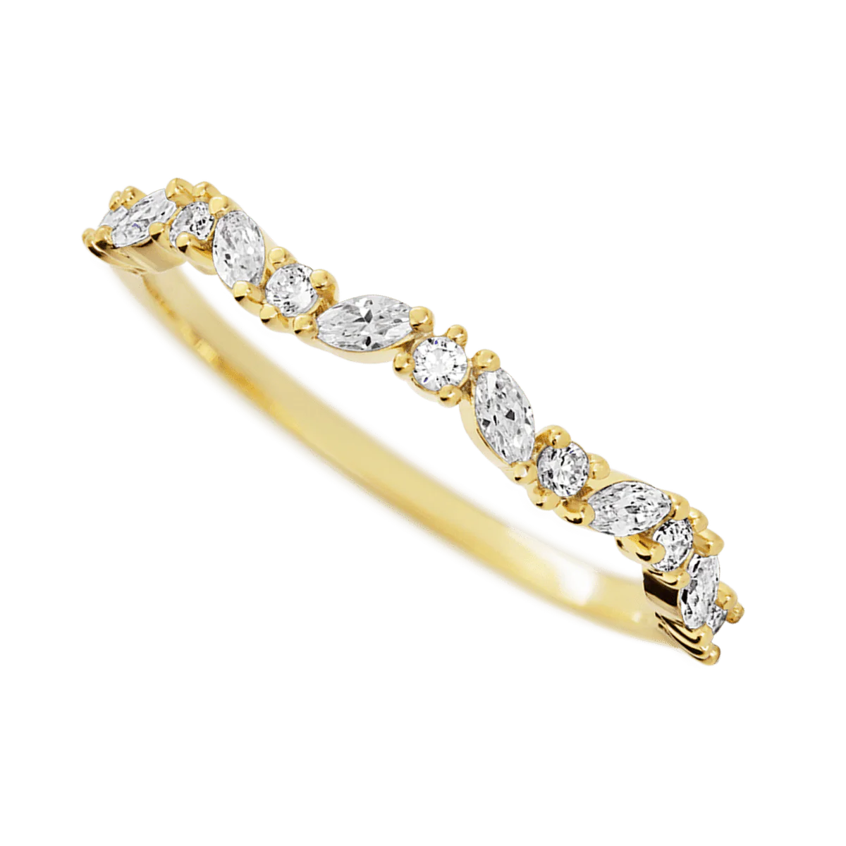 18K Yellow Gold band with 8 Round and 7 Marquise Lab Grown Diamond having TCW-.33 - Image 3