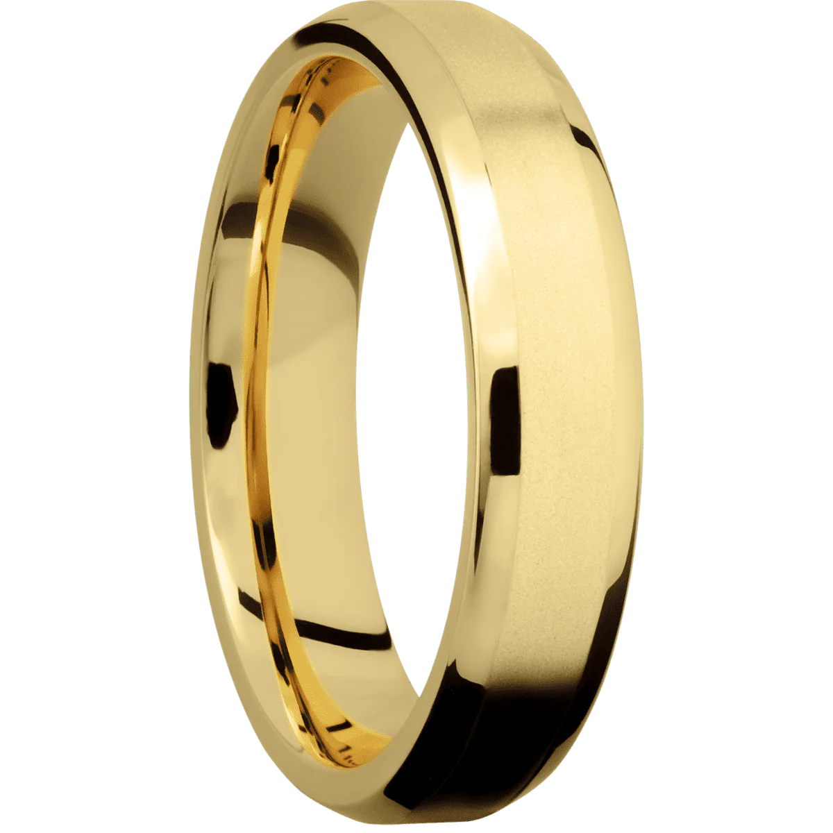 18K Yellow Gold + Bead , Polish Finish