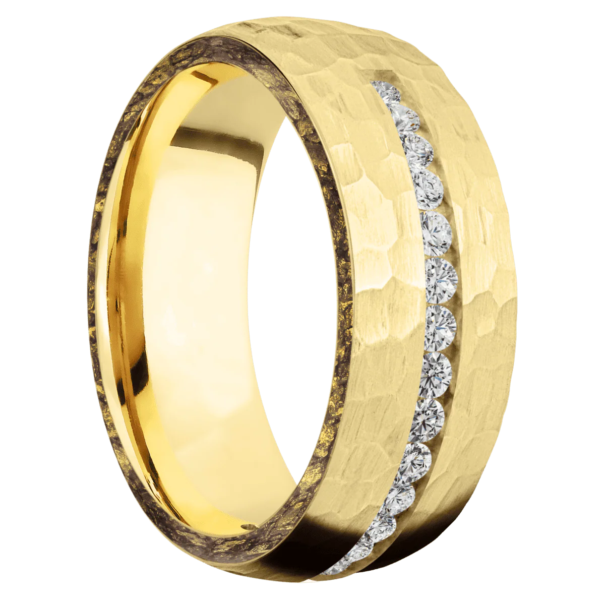 18K Yellow Gold + Hammer Finish