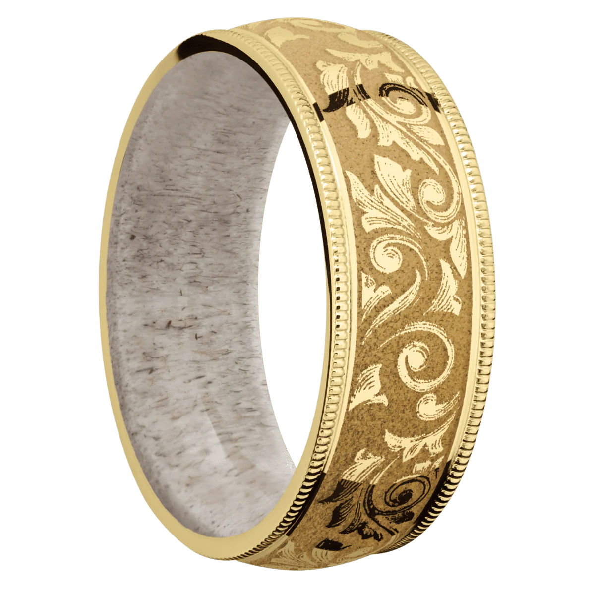 18K Yellow Gold + Polish Finish + Antler