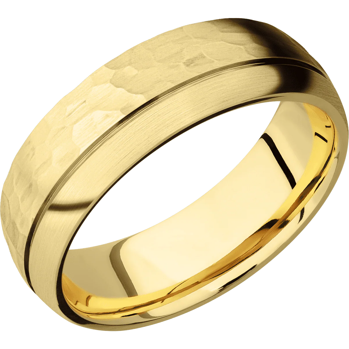 22K Yellow Gold + Hammer , Satin Finish - Image 2