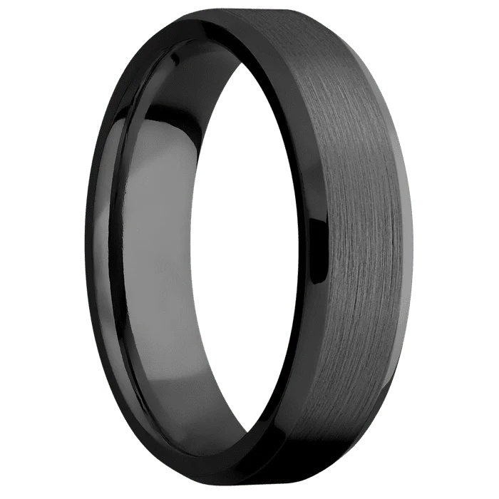 6mm wide Beveled Black Titanium Ring with Satin Finish - Image 2