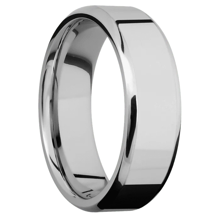 7mm wide Beveled Palladium Silver Ring with Polish Finish - Image 2