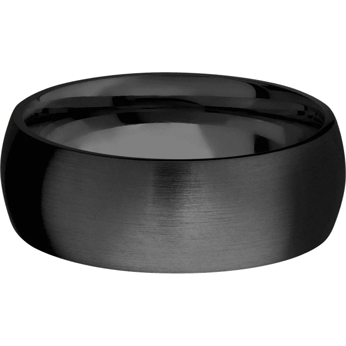 8mm wide Domed Black Zirconium Ring with Satin Finish - Image 3