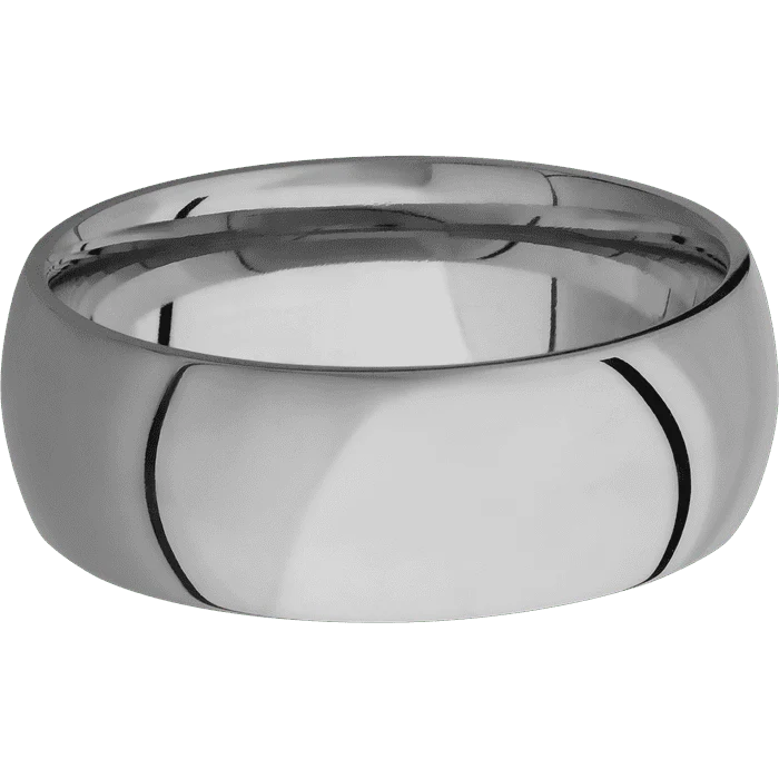 8mm wide Domed Titanium Ring with Polish Finish - Image 3