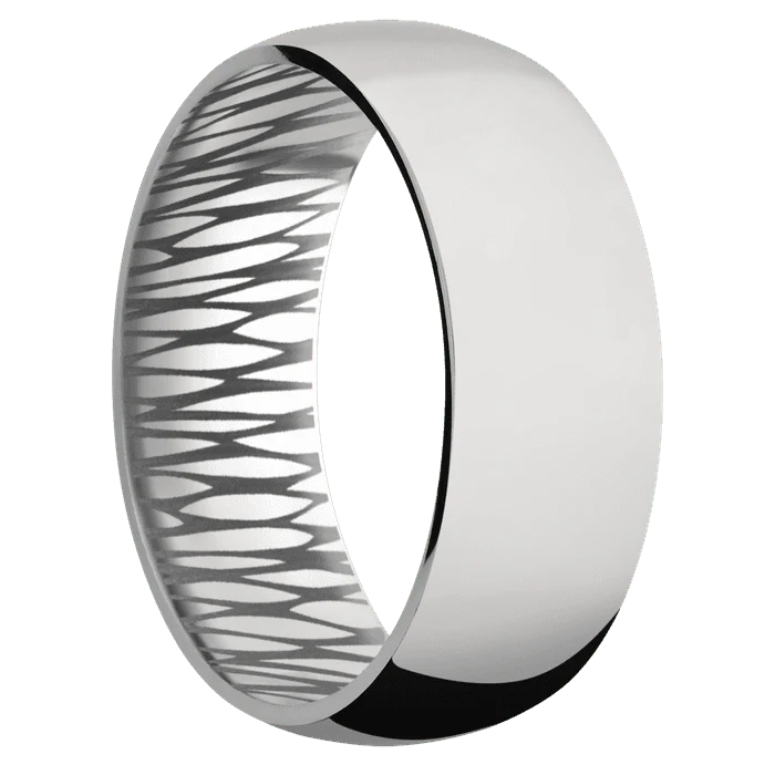 8mm wide Domed Titanium Ring with Polish Finish / None Interior Pattern - Image 2