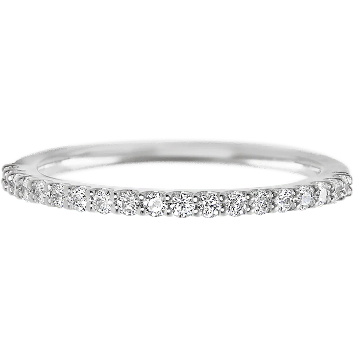 Adelaide Style 10k White Gold Ring / Half Eternity .315 TCW of White Lab Diamonds / Size 6.5