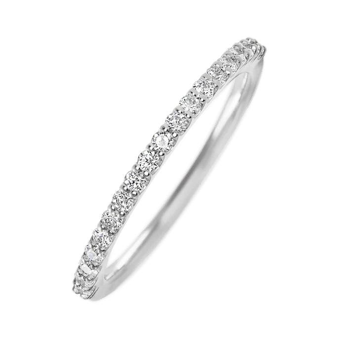 Adelaide Style 10k White Gold Ring / Half Eternity .315 TCW of White Lab Diamonds / Size 6.5 - Image 2