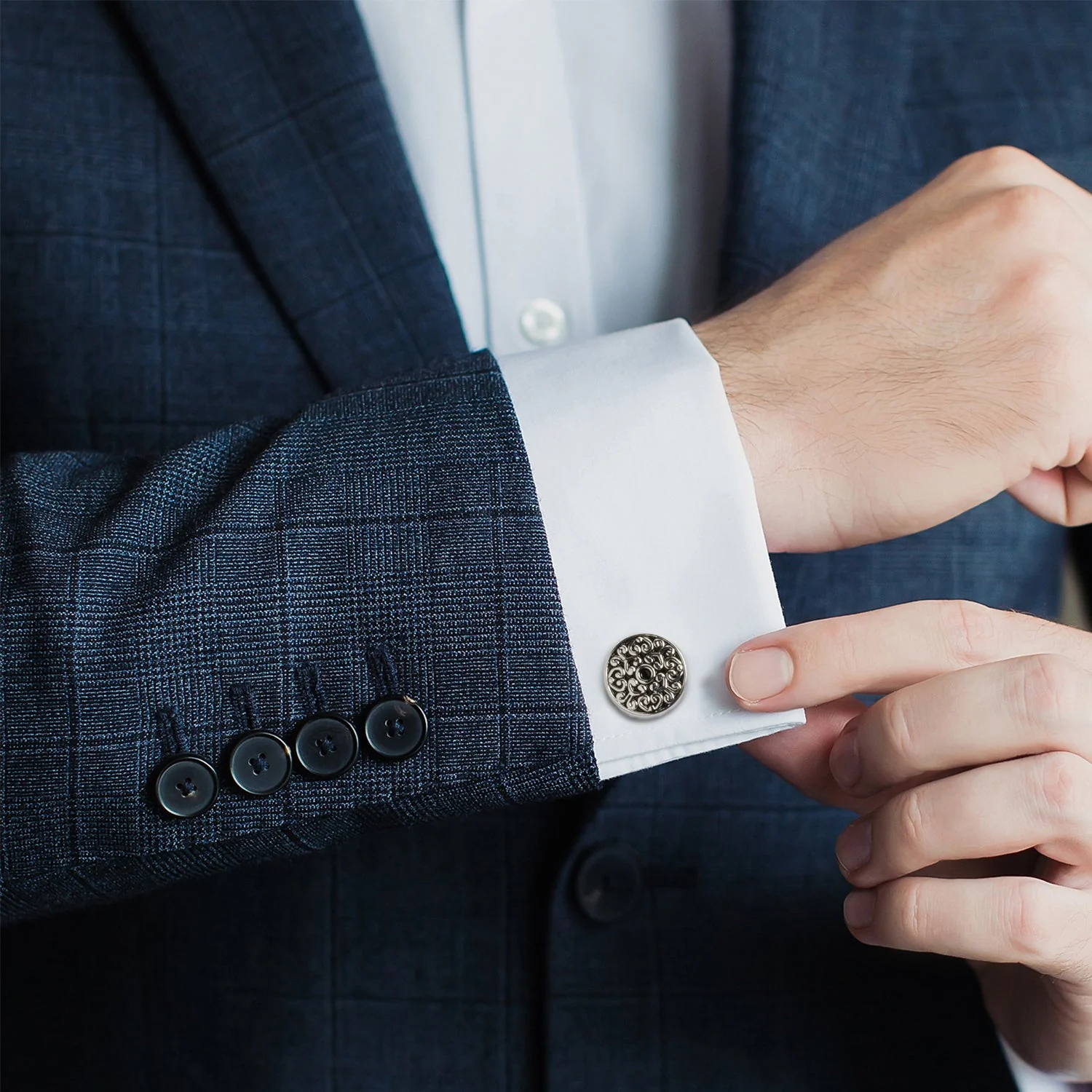 Antique Filigree Round Cufflinks - Image 2