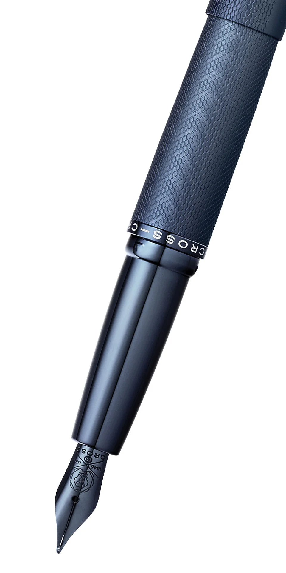 ATX® Sandblasted Dark Blue Stainless Steel Medium Nib Fountain Pen - Image 2