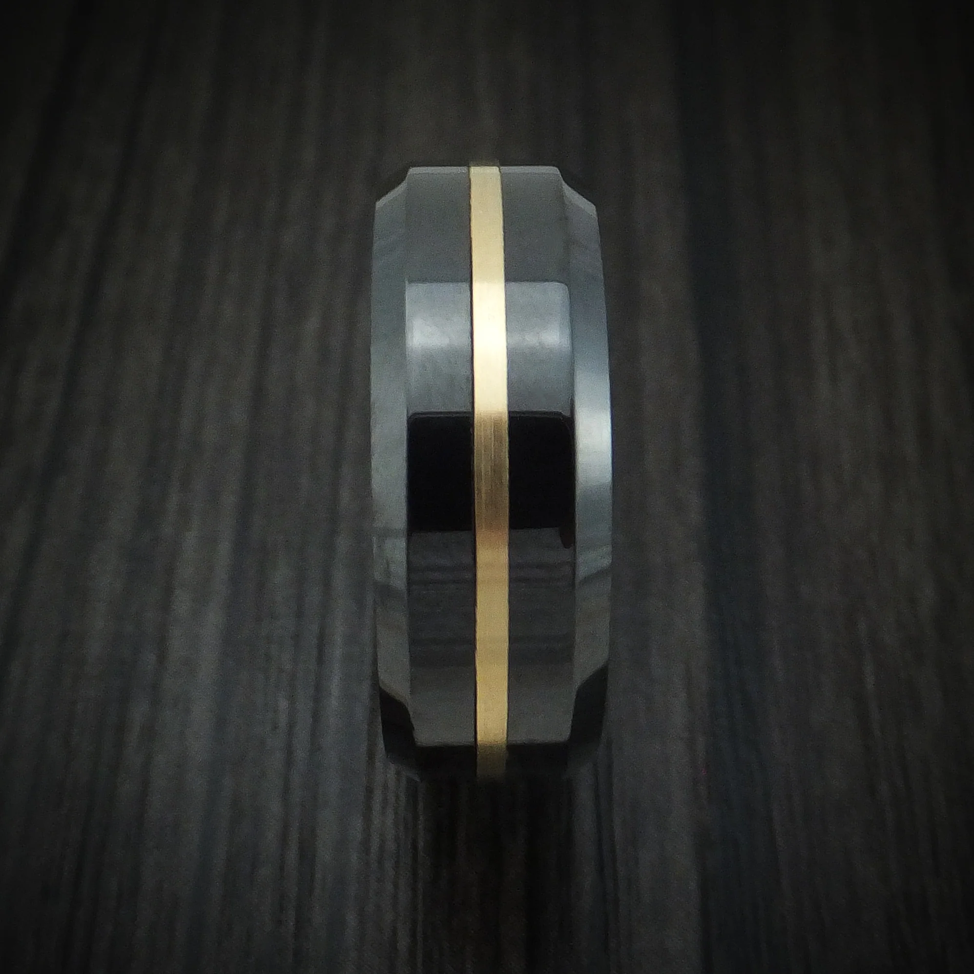 Black Ceramic and 14K Gold Men's Ring Custom Made - Image 3