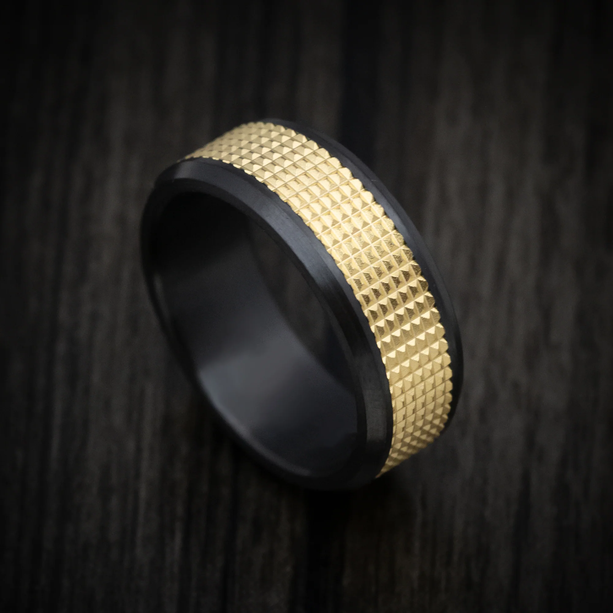 Black Titanium and 14K Gold Men's Ring