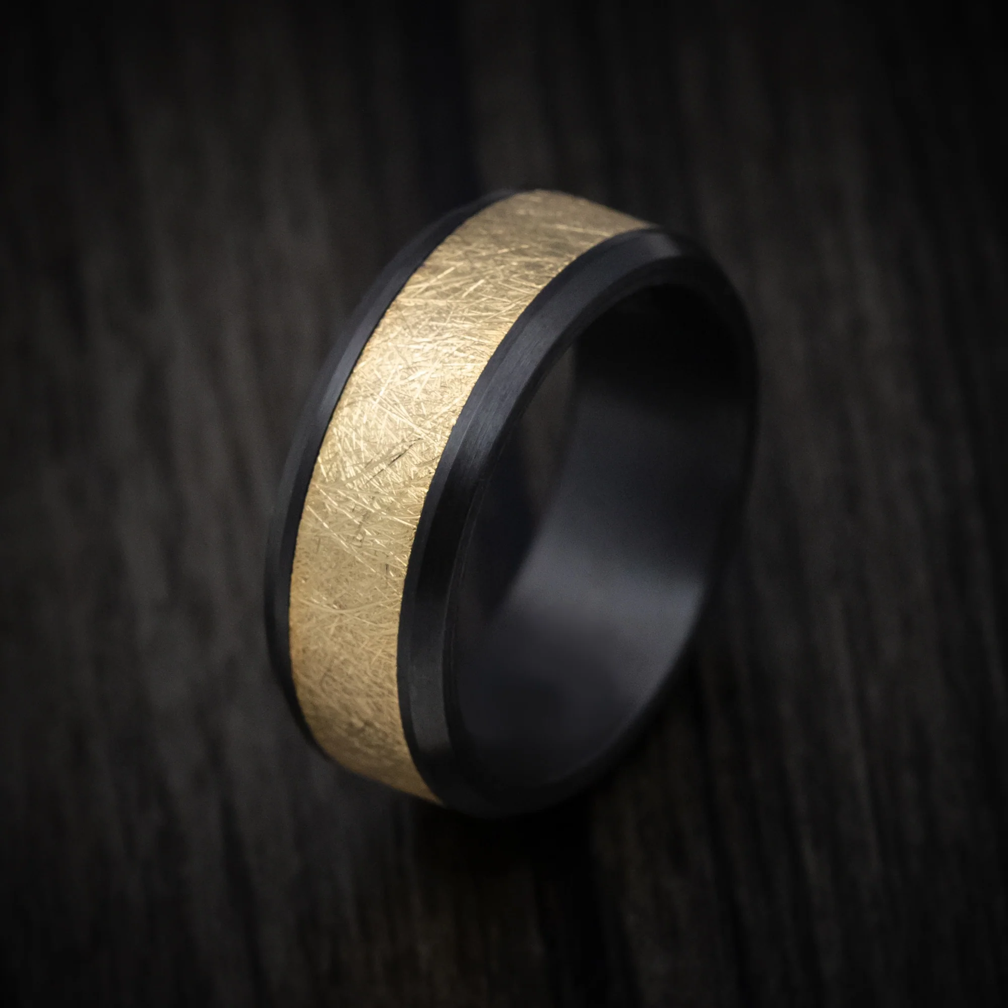 Black Titanium and 14K Gold Men's Ring - Image 3